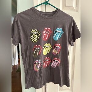 The Rolling Stones T-Shirt - Gray with Multicolor Tongue Design. Size XS Youth